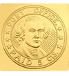 Thomas Jefferson, SUA 5 cenţi, 1846, medalie-timbru placată cu aur