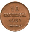 10 centesimi Valoare nominală. Anul bronz 54 g San Marino 1935-1938