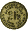 2 franci Valoare nominală Brass 5 g Congo-ul Belgian 1946-1947