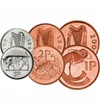 1, 2, 5, 10, 20, 50 penny, 1 liră, ,  , 0, Irlanda, 1970-2000
