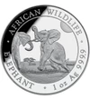 100 şilingi, Pui de elefant, greutate, argint de 999,9/1000, 31,1 g, Somalia, 2024