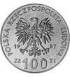 100 zloţi Stemă cu scut   cupru nichel 1080 g Polonia 1987