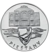 50 coroane, Stema oraşului Piestany, cladire spa, argint de 700/1000, 7 g, Cehoslovacia, 1991