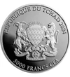 CHAD/ 5000 franci Panda roşu1uAg2024 Republica Ciad