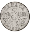 5 cenţi Frunza de arţar   nichel 454 g Canada 1922-1936