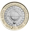 2 lire, Glob pământesc, cadran solar, , cupru, nichel, 12 g, Marea Britanie, 2025