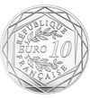 10 euro Coroană laur şi stejar hexag. val.nom. argint de 333/1000 13 g Franţa 2025