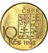 10 coroane Stemă   cupru nichel placat cu aur 77 g Republica Federală Cehă și Slovacă 1991-1993