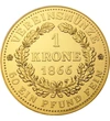 1 coroană, replică, Francisc Josif, semnul monetăriei, cupru, nichel, placat cu aur, 11,4 g, Monarhia Austro-Ungară, piesa originală: 1866