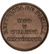 1 şi 1/4 centesimo Valoare nominală scrisă cu litere bronz 31 g Panama 1940