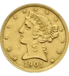  5 dolari, Liberty, Au,1839-1908, SUA