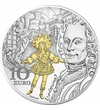 // 10 euro, Baroc és rococo, monedă argint, placată cu aur, Franţa, 2018 // Voltaire s-a născut la Paris, a fost propagatorul iluminismului, acest curent fiind motorul secolului al  XVIII-lea, cât şi al dezvoltării identităţii naţionale, izvorul Revoluţie