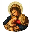Fecioara Maria cu Pruncul, 2 cedi, monedă pictată şi placată cu aur, Ghana, 2021