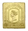 10 şilingi, 1878,  Marea Britanie, medalie-timbru placată cu aur