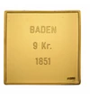 Baden, 9 creiţari, 1851, medalie-timbru placată cu aur