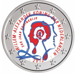Regatul Ţărilor de Jos - 200 de ani, 2 euro, Olanda, 2013