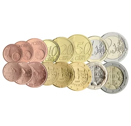 Primele monede slovace euro, 5x1, 5x2, 5x5, 6x10, 8x20, 8x50 cenţi, 6x1, 2x2 euro, Slovacia, 2009