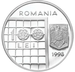 100 lei, CM Fotbal, Franţa, Ag, 1998 România