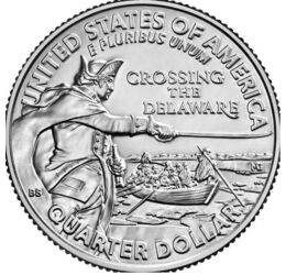 25 cenţi, Washington la râul Delaware, val.nom., cupru, nichel, 5,67 g, SUA, 2021