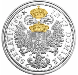 Francisc de Lorena taler din 1753, replică fidelă placată cu aur şi argint