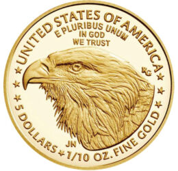 5 dolari, Vulturul, , greutate, aur de 916/1000, 3,39 g, SUA, 2022