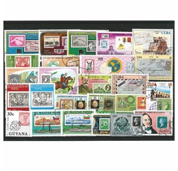 Timbre vechi pe timbre noi, set de 25 de timbre, ţara diferă