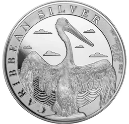 Pelicanul pe argint pur, 1 dolar, argint, Barbados, 2022