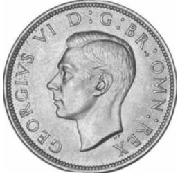 1 şiling, George al VI-lea, argint de 500/1000, 5,66 g, Marea Britanie, 1937-1946
