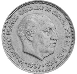  5 pesete, Franco, 1957-75, Spania