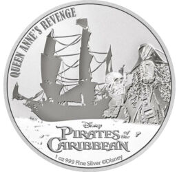 2 dolari, Reprezentare pirat, barcă cu pânze, argint de 999/1000, 31,1 g, Niue, 2022