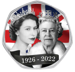 50 pence, Elisabeta a II-a în tinereţe şi în etate, cupru, nichel, 8 g, Marea Britanie, 2011