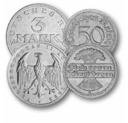50 pfennig, 3, 200, 500 mărci, ,  , 0, Imperiul German, 1919-1923