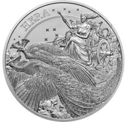 1 liră, Hera pe o căruţă trasă de păuni, argint de 999/1000, 31,1 g, Insula Sfânta Elena, 2022