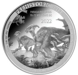20 franci, Dinozaur parasaurolophus, argint de 999,9/1000, 31,1 g, Congo, 2022