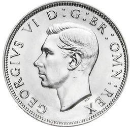 Un rege bâlbâit , 1/2 coroane, argint, Marea Britanie, 1946