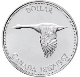 1 dolar, Raţa sălbatică, , val.nom., argint de 800/1000, 23,33 g, Canada, 1967