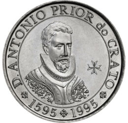 100 escudo, Portretul lui Anton I, , cupru, nichel, 15 g, Portugalia, 1995