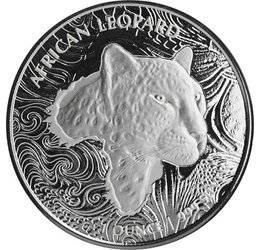 Vânat mare pe argint pur, 5 cedi, argint, Ghana, 2019