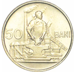 Semn diacritic pe monedă, 50 bani, România, 1955-1956
