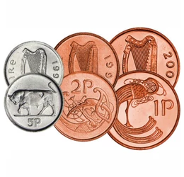 Faună şi tradiţie, 1, 2, 5, 10, 20, 50 penny, 1 liră, Irlanda, 1970-2000