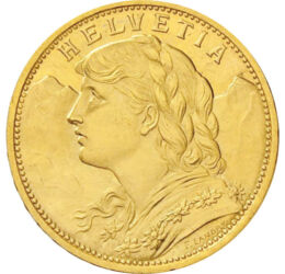  20 franci, Helveţia, 1883-1949, aur, Elveţia