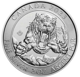 10 dolari, Smilodonul, , argint de 999,9/1000, 62,2 g, Canada, 2023