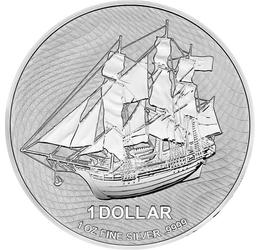 1 dolar, Corabia Bounty, val. nominală, greutate, argint de 999/1000, 31,1 g, Insulele Cook, 2009-2020
