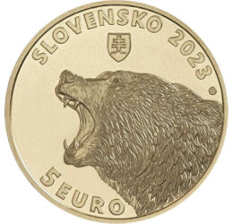 5 euro, Urs cu pui, cupru, nichel, 19,1 g, Slovacia, 2023