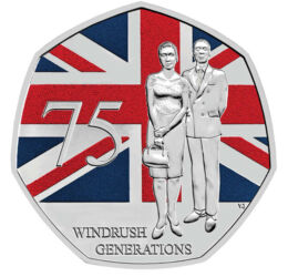 50 pence, Drapel, figură feminină și masculină, cupru, nichel, 8 g, Marea Britanie, 2023