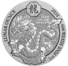 50 franci, Ilistraţie dragon, , greutate, argint de 999/1000, 31,1 g, Rwanda, 2024