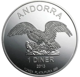 1 dinar, Vultur, , , argint de 999/1000, 31,1 g, Andorra, 2008-2023