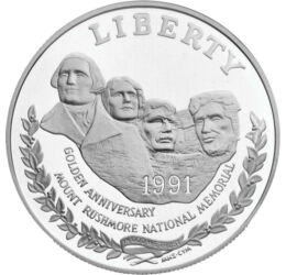  1 dolar, Muntele Rushmore,Ag,1991, SUA