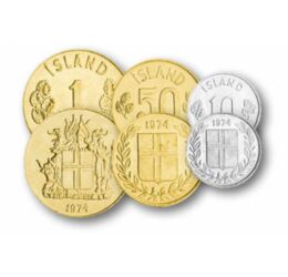 10, 50 aurar, 1, 5, 10, 50 coroane, ,  , 0, Islanda, 1970-1980
