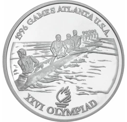Canotaj pe argint, 100 lei, argint, România, 1996